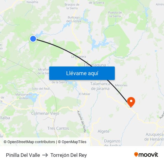 Pinilla Del Valle to Torrejón Del Rey map