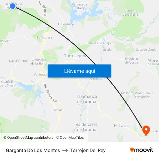 Garganta De Los Montes to Torrejón Del Rey map