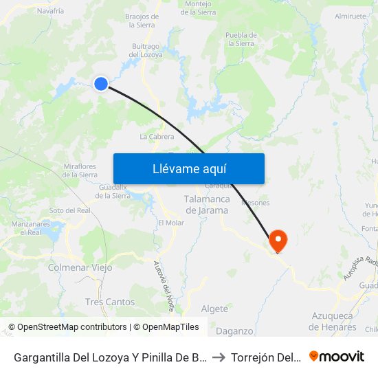 Gargantilla Del Lozoya Y Pinilla De Buitrago to Torrejón Del Rey map