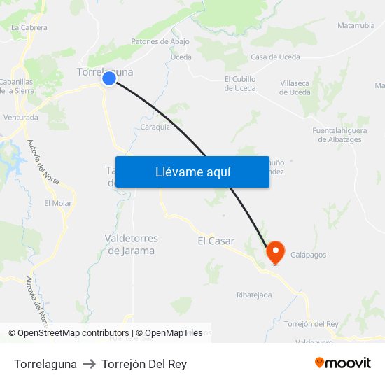 Torrelaguna to Torrejón Del Rey map