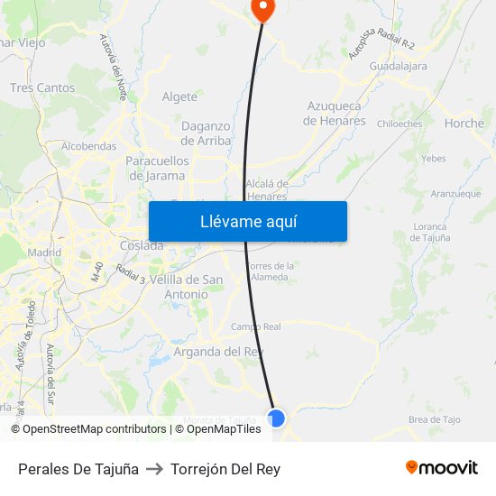Perales De Tajuña to Torrejón Del Rey map