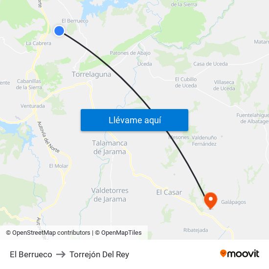 El Berrueco to Torrejón Del Rey map