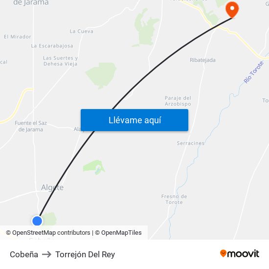 Cobeña to Torrejón Del Rey map
