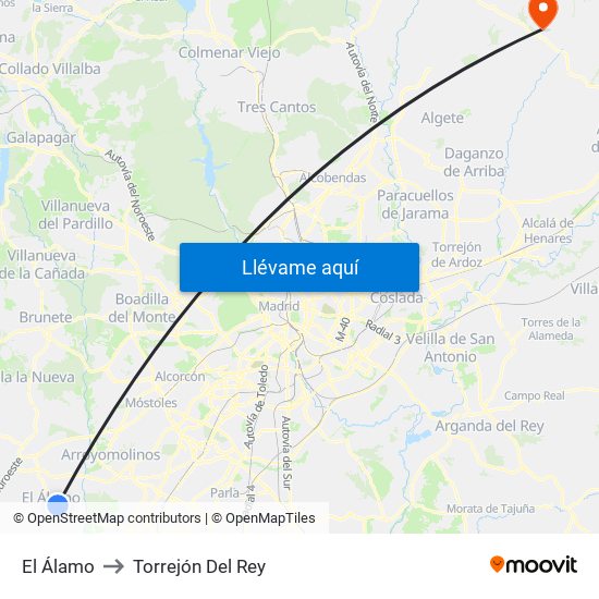 El Álamo to Torrejón Del Rey map