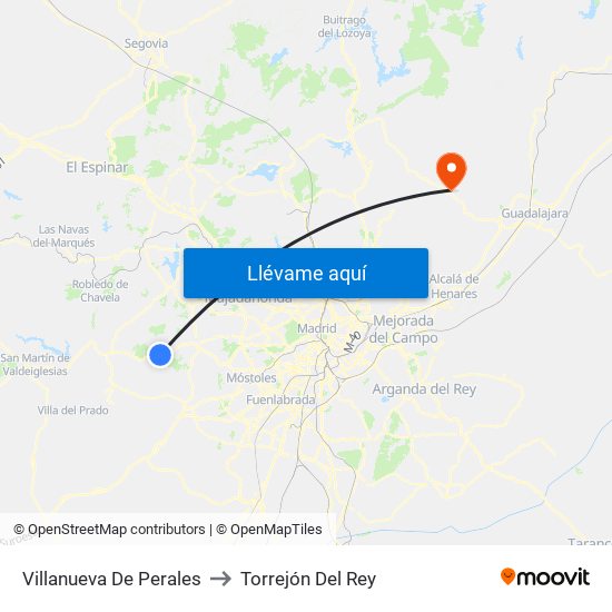 Villanueva De Perales to Torrejón Del Rey map