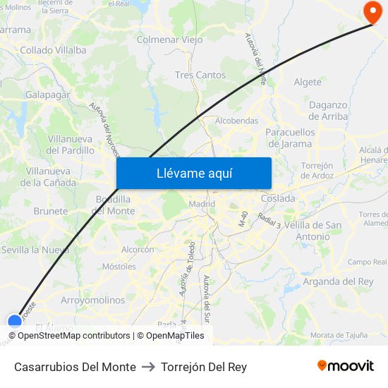 Casarrubios Del Monte to Torrejón Del Rey map