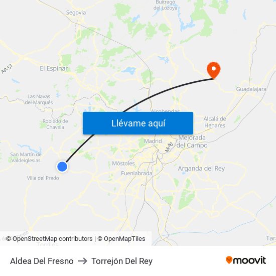 Aldea Del Fresno to Torrejón Del Rey map