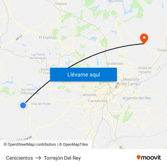 Cenicientos to Torrejón Del Rey map