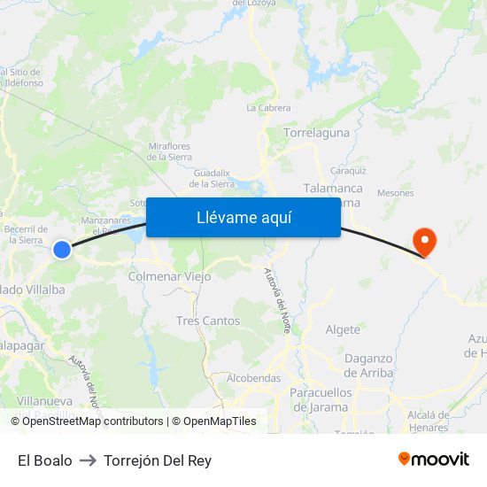 El Boalo to Torrejón Del Rey map