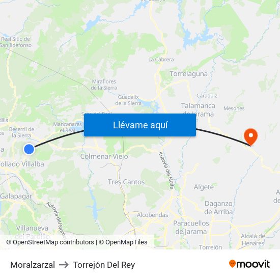 Moralzarzal to Torrejón Del Rey map