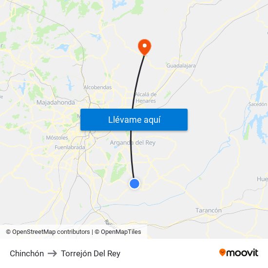 Chinchón to Torrejón Del Rey map