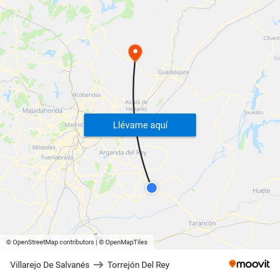 Villarejo De Salvanés to Torrejón Del Rey map