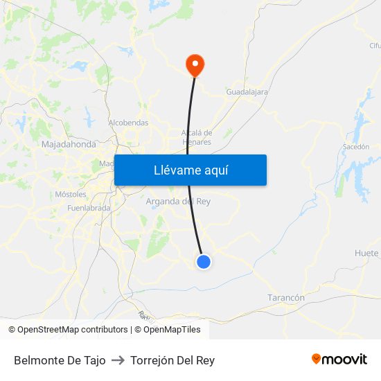 Belmonte De Tajo to Torrejón Del Rey map