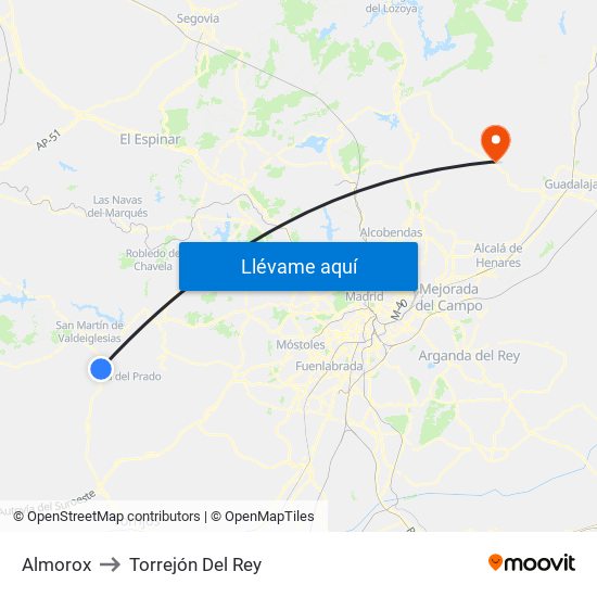 Almorox to Torrejón Del Rey map