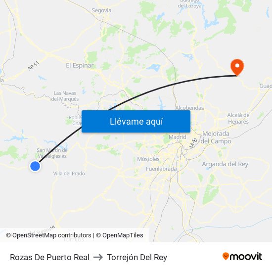 Rozas De Puerto Real to Torrejón Del Rey map