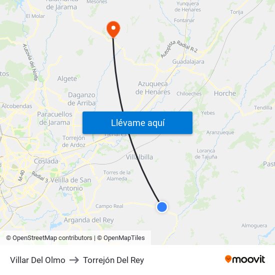 Villar Del Olmo to Torrejón Del Rey map