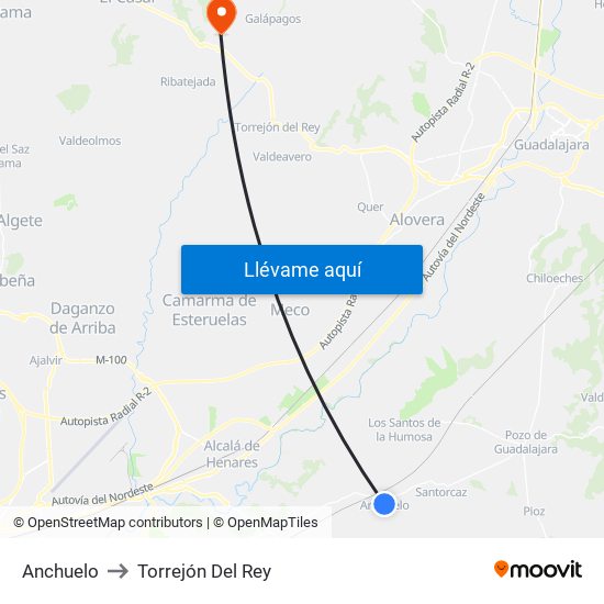 Anchuelo to Torrejón Del Rey map