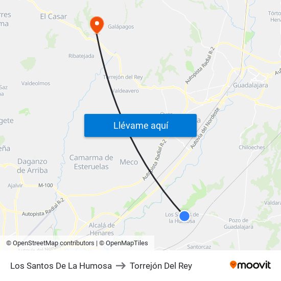 Los Santos De La Humosa to Torrejón Del Rey map