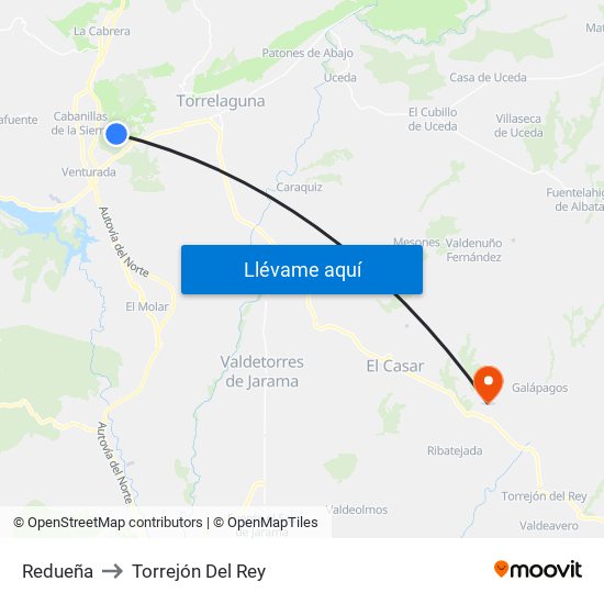 Redueña to Torrejón Del Rey map