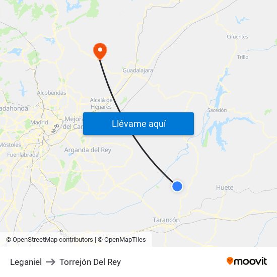 Leganiel to Torrejón Del Rey map