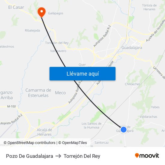 Pozo De Guadalajara to Torrejón Del Rey map