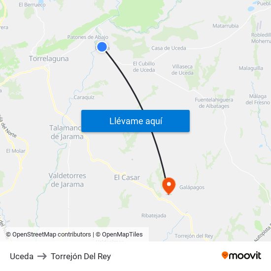 Uceda to Torrejón Del Rey map