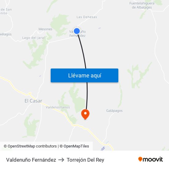 Valdenuño Fernández to Torrejón Del Rey map