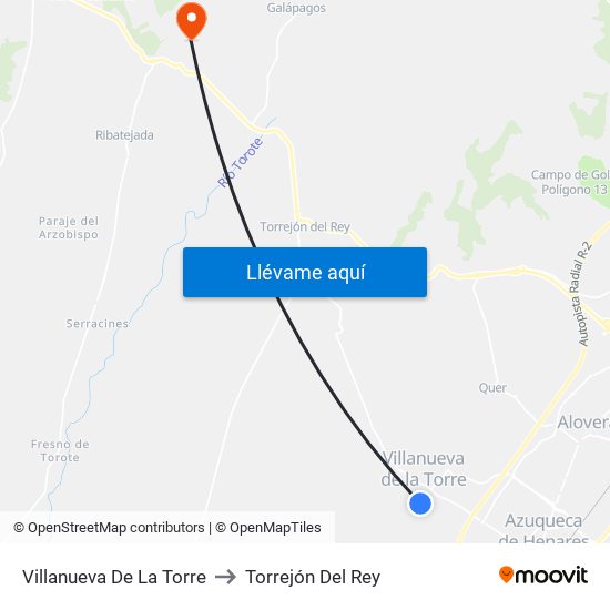 Villanueva De La Torre to Torrejón Del Rey map