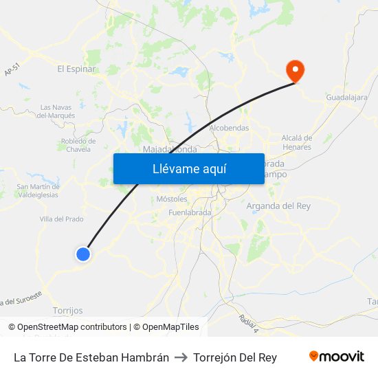 La Torre De Esteban Hambrán to Torrejón Del Rey map