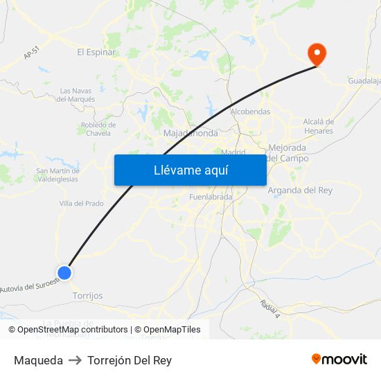 Maqueda to Torrejón Del Rey map