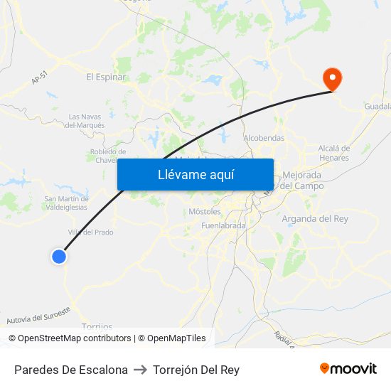 Paredes De Escalona to Torrejón Del Rey map