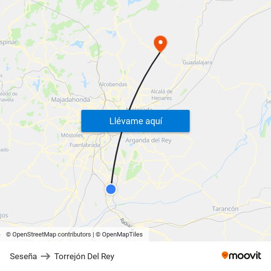 Seseña to Torrejón Del Rey map