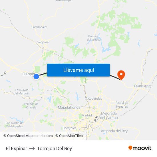 El Espinar to Torrejón Del Rey map