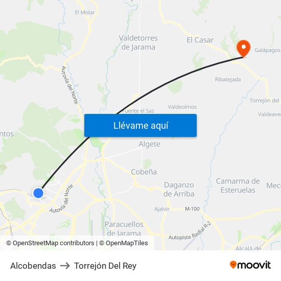 Alcobendas to Torrejón Del Rey map