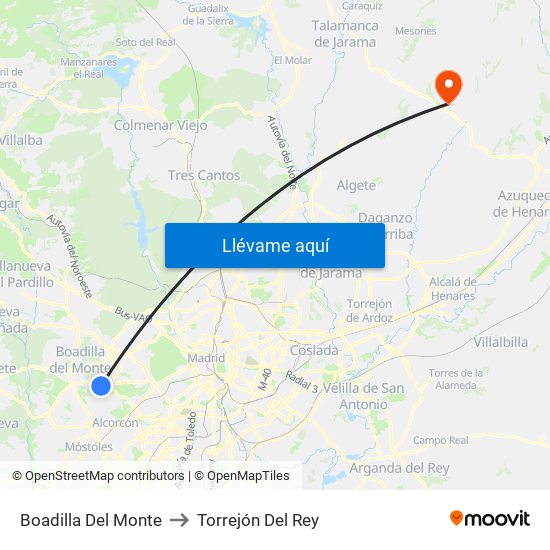 Boadilla Del Monte to Torrejón Del Rey map
