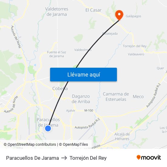 Paracuellos De Jarama to Torrejón Del Rey map