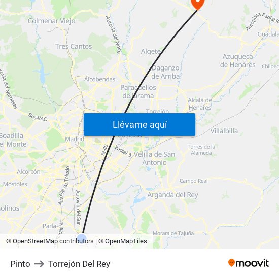 Pinto to Torrejón Del Rey map