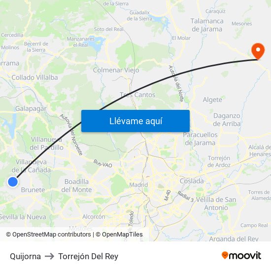 Quijorna to Torrejón Del Rey map