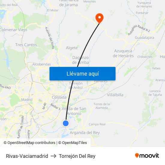 Rivas-Vaciamadrid to Torrejón Del Rey map