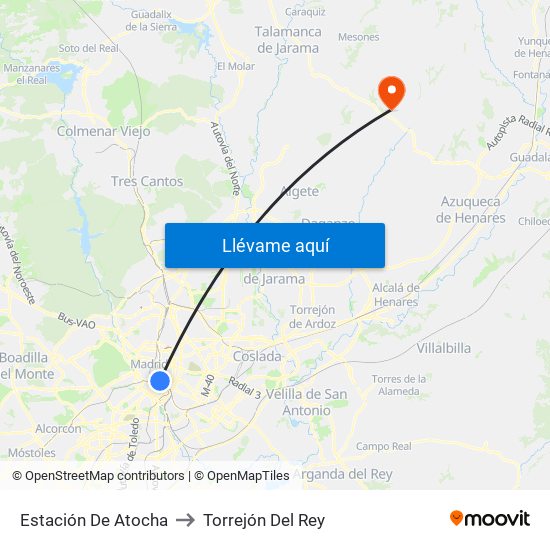 Estación De Atocha to Torrejón Del Rey map