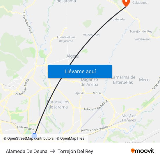 Alameda De Osuna to Torrejón Del Rey map