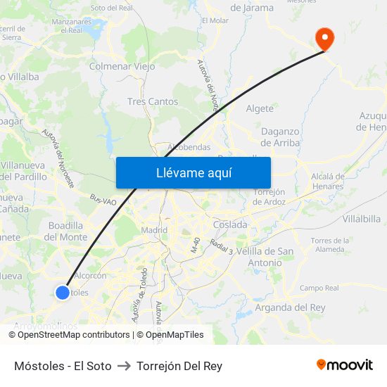 Móstoles - El Soto to Torrejón Del Rey map