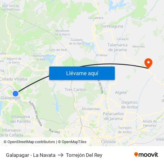 Galapagar - La Navata to Torrejón Del Rey map