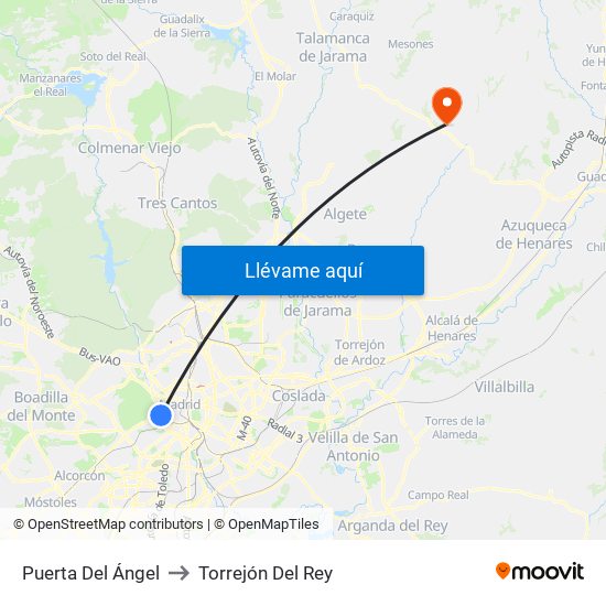 Puerta Del Ángel to Torrejón Del Rey map
