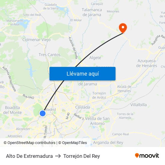 Alto De Extremadura to Torrejón Del Rey map