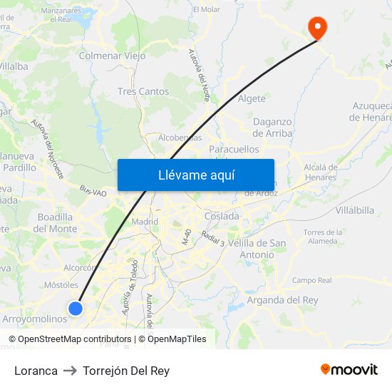 Loranca to Torrejón Del Rey map