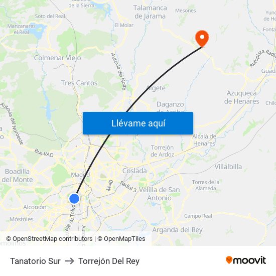 Tanatorio Sur to Torrejón Del Rey map