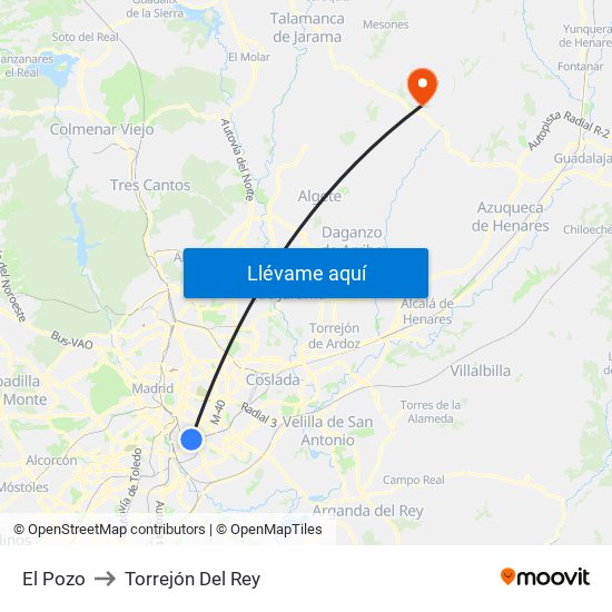 El Pozo to Torrejón Del Rey map