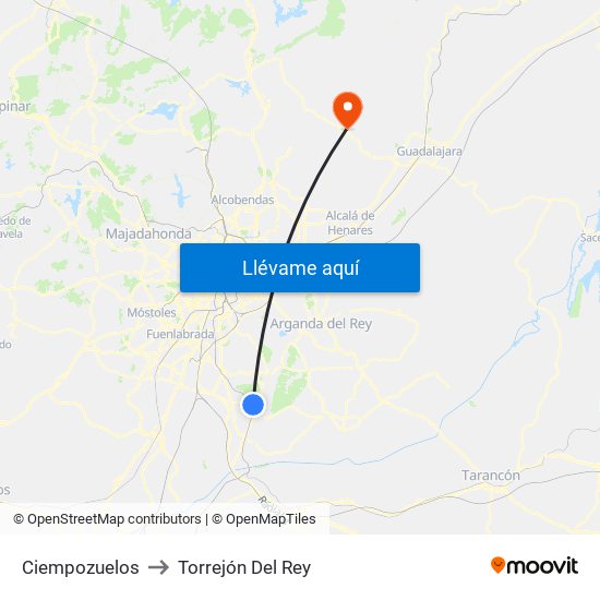 Ciempozuelos to Torrejón Del Rey map