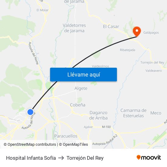 Hospital Infanta Sofía to Torrejón Del Rey map